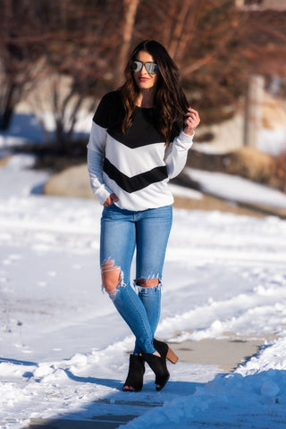 Brigitte Brianna B&W Sweatshirt - SexyModest Boutique