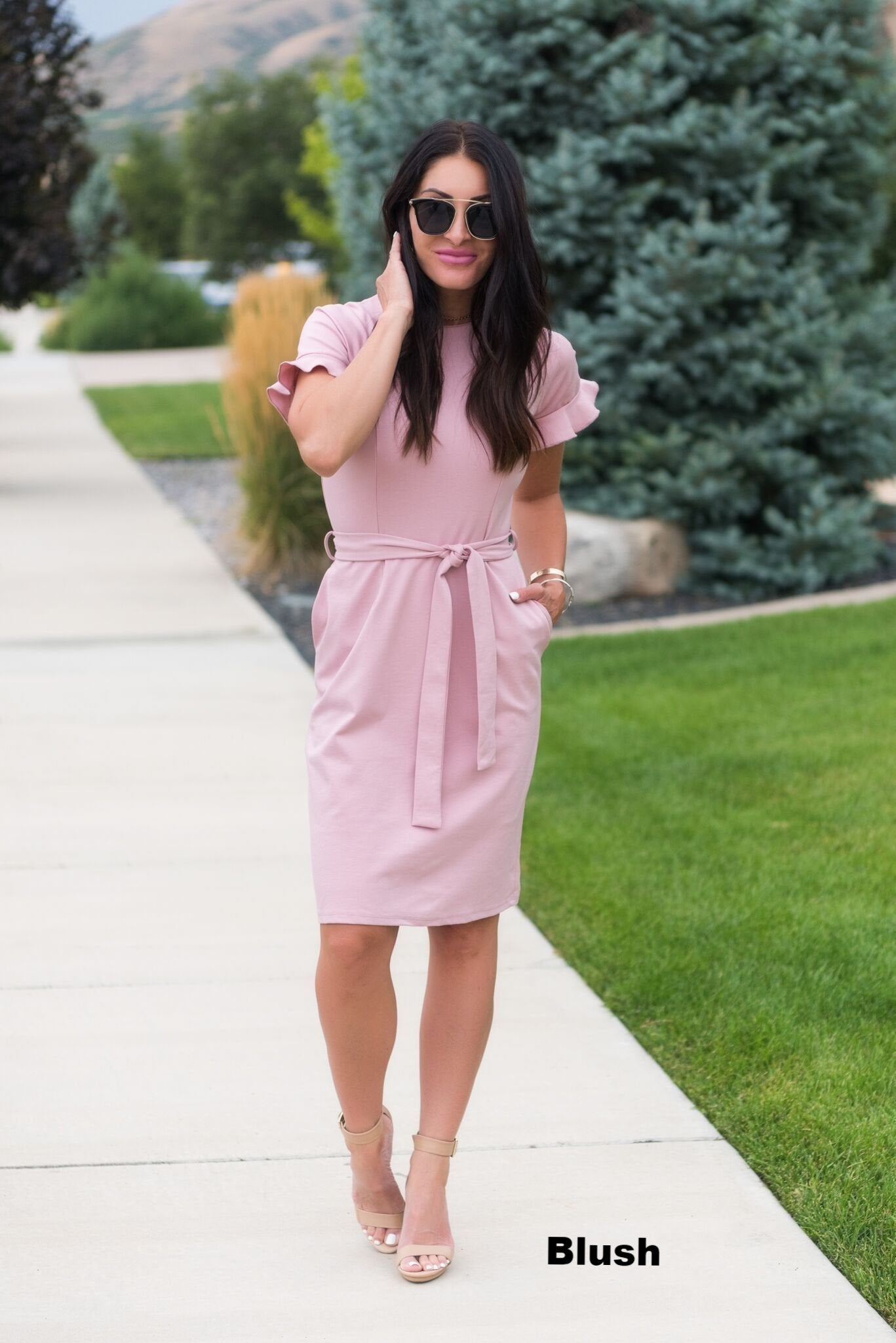 Brigitte Brianna Ruffle Sleeve Dress - SexyModest Boutique