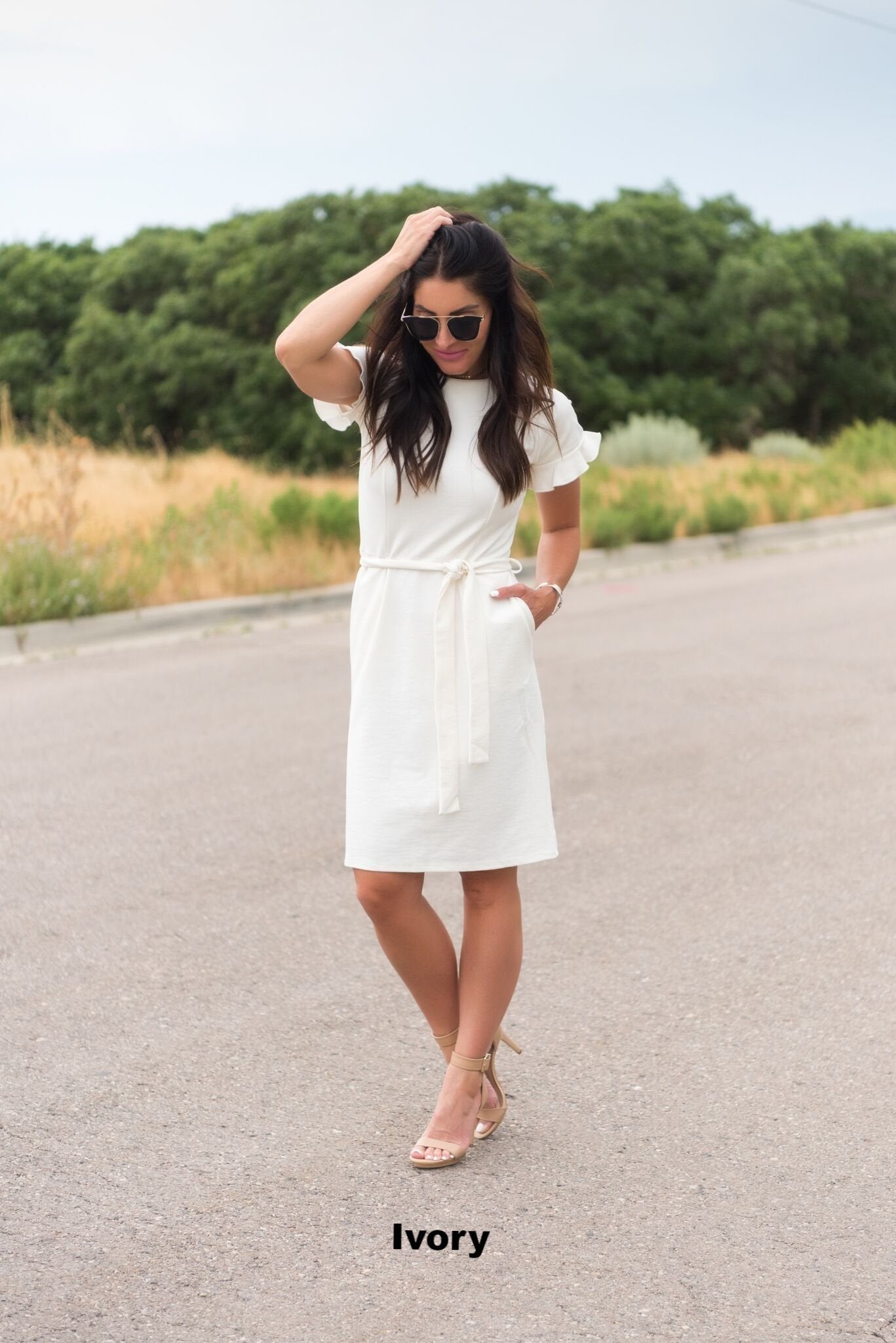 Brigitte Brianna Ruffle Sleeve Dress - SexyModest Boutique