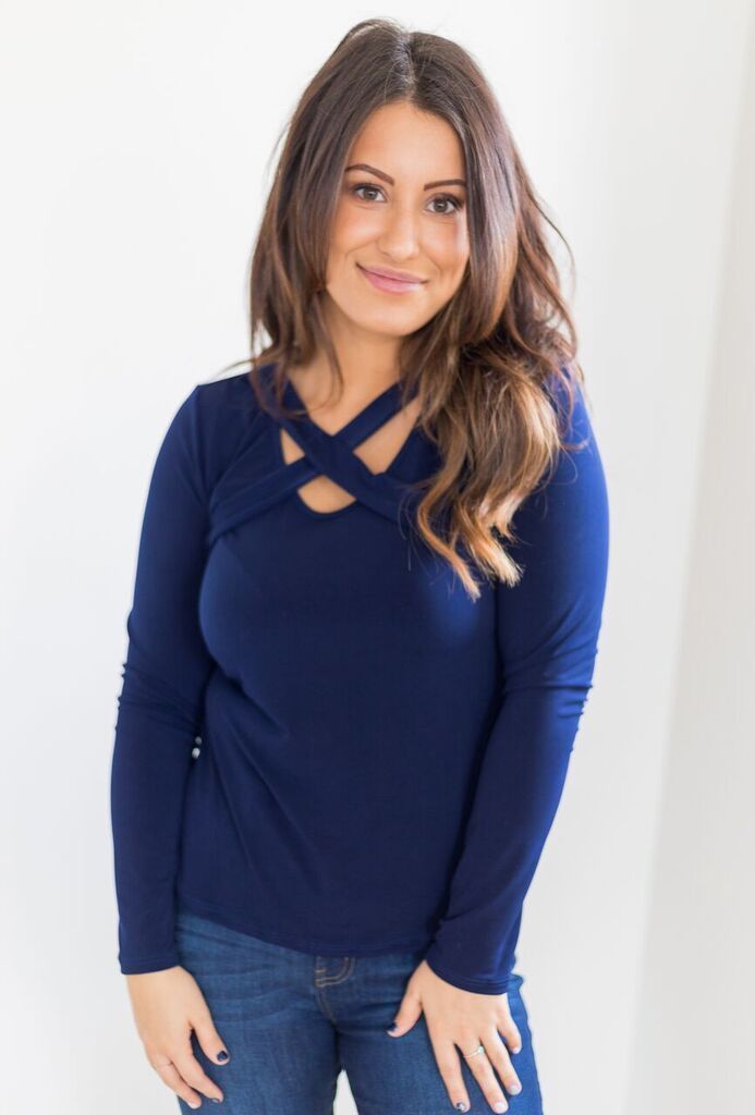 Brigitte Brianna Long Sleeve Criss Cross Top - SexyModest Boutique